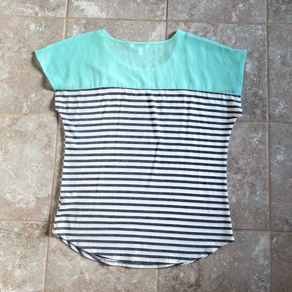 Charming Charlie Sheer/Striped Everyday Blouse! Like new! Size S